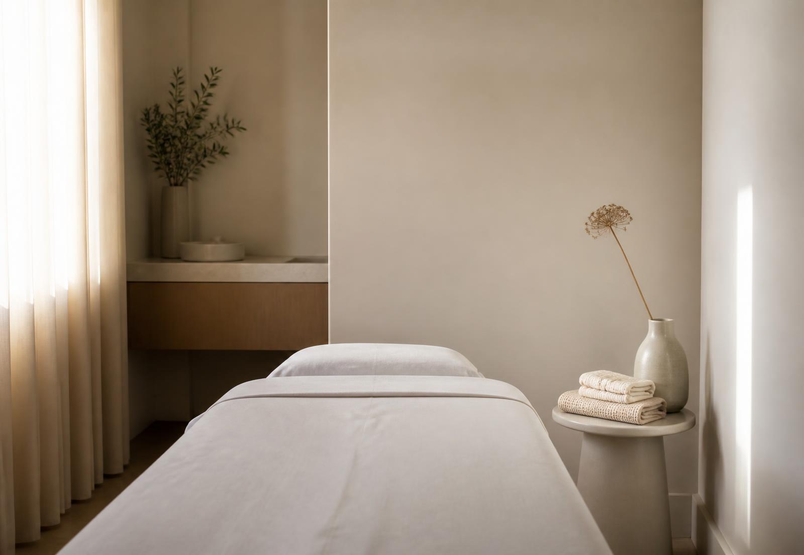 The calm treatment room at NAS Beauty in Northampton