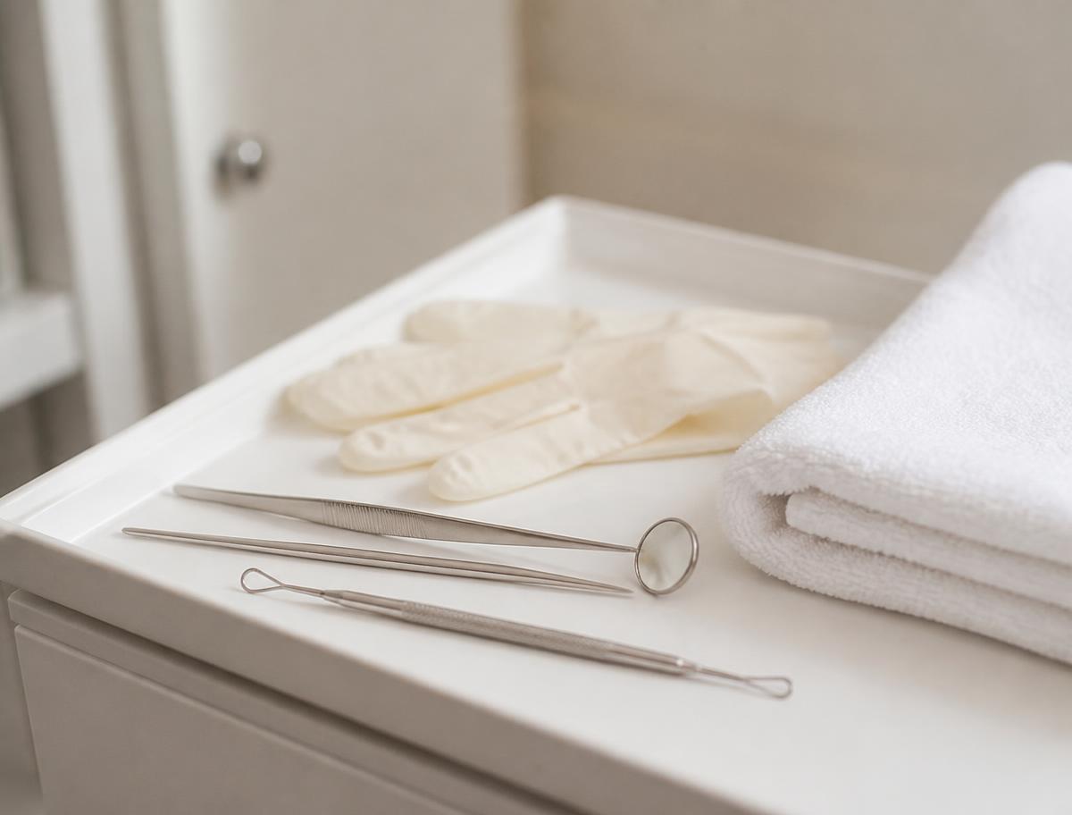 Clean, prepared treatment tray at NAS Beauty